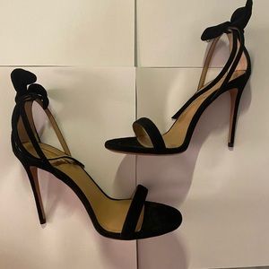 Aquazzura bow tie bunny ear sandals black 105mm